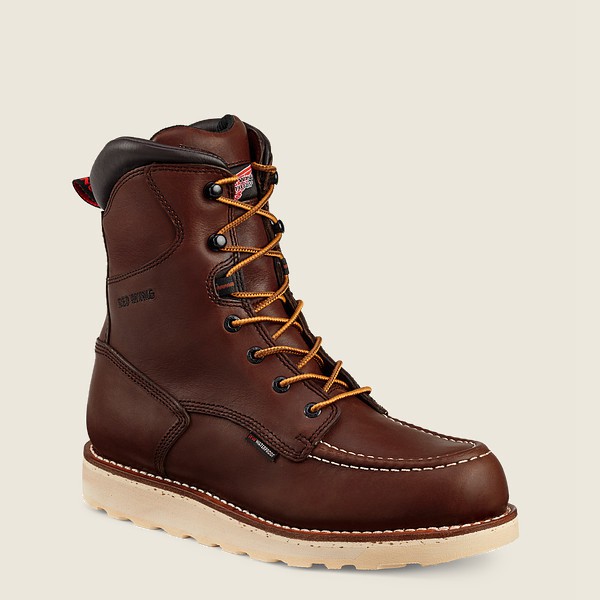 Botas de Seguridad Red Wing Hombre Marrom Oscuro - Traction Tred - 8-Inch Waterproof Toe - 792-AQFDH